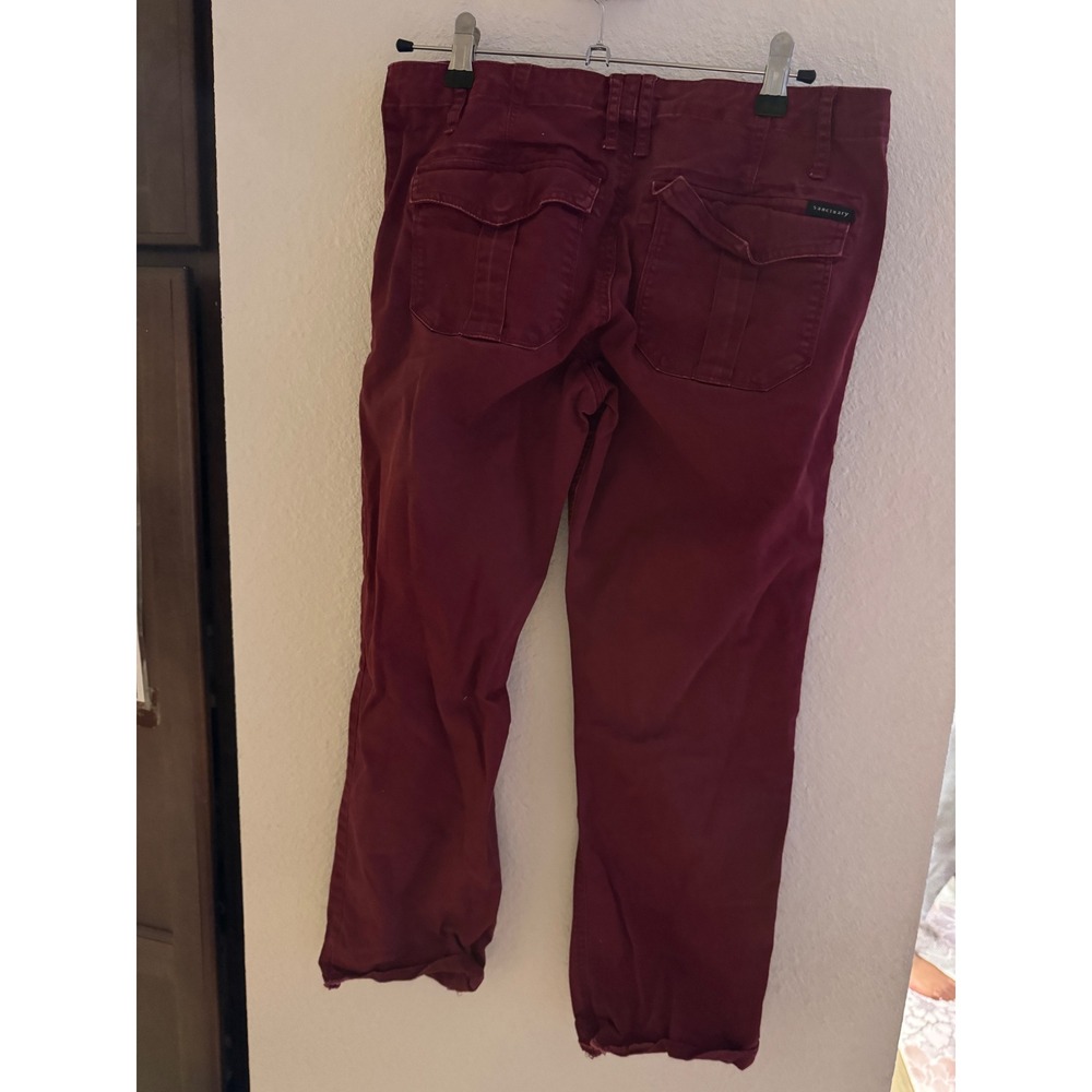 Sanctuary Womens Utility Cargo Pants Burgundy Wine Straight Leg Size 28 - Picture 4 of 4